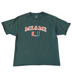 Champion University Miami Florida Short Sleeve T-Shirt Green/Orange C Logo XL
